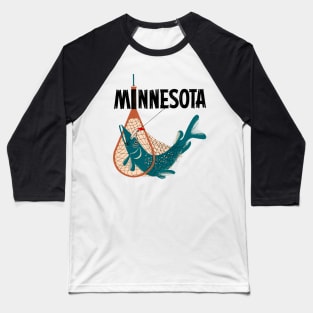 Minnesota Fishing Design Baseball T-Shirt